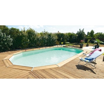 Piscine en bois enterrée Maéva 6x3m avec escalier sous liner