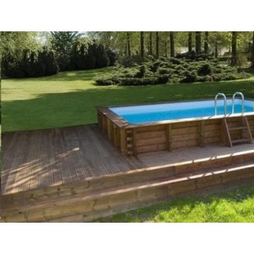 Piscine bois hors-sol Maeva 5x3m avec escalier sous liner 