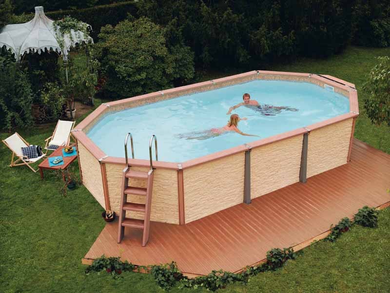 Piscine Azteck à semi-enterrer rectangle 5.60 x 4.05 m