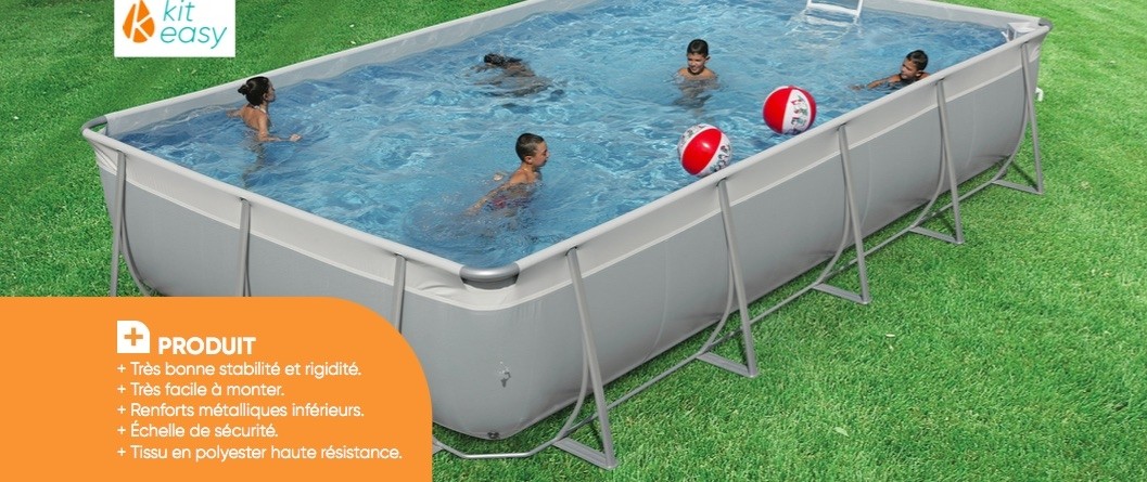 Piscine hors sol kit Easy 7,35 x 3,95 m - H. 1,25 m