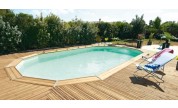 Piscine en bois enterrée Maéva 6x3m avec escalier sous liner