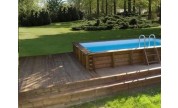 Piscine en bois hors-sol Maeva 7x4m avec escalier sous liner