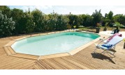 Piscine en bois hors-sol Maéva 6x3m, escalier sous liner