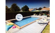 Piscine en bois enterrée Maeva 8x4m avec escalier sous liner