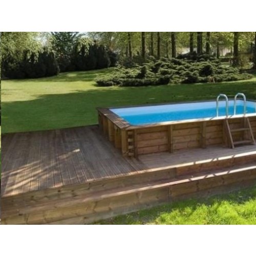 Piscine en bois hors-sol Maeva 8x4m avec escalier sous liner